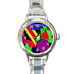 Background Color Art Pattern Form Round Italian Charm Watch by Nexatart