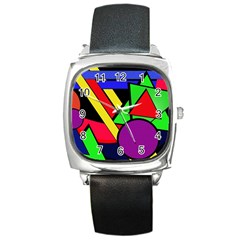 Background Color Art Pattern Form Square Metal Watch by Nexatart