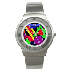 Background Color Art Pattern Form Stainless Steel Watch by Nexatart