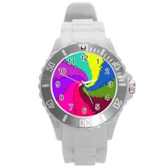 Art Abstract Pattern Color Round Plastic Sport Watch (l) by Nexatart