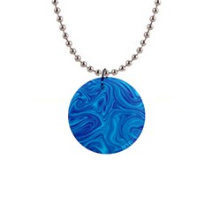 Blue Abstract Pattern Art Shape 1  Button Necklace by Nexatart