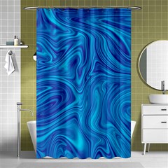 Blue Abstract Pattern Art Shape Shower Curtain 48  X 72  (small)  by Nexatart