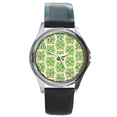 Pattern Abstract Decoration Flower Round Metal Watch by Nexatart