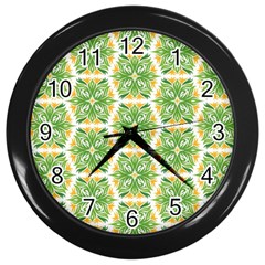 Pattern Abstract Decoration Flower Wall Clock (black) by Nexatart