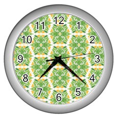 Pattern Abstract Decoration Flower Wall Clock (silver) by Nexatart