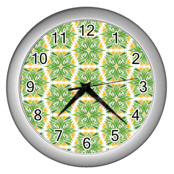 Pattern Abstract Decoration Flower Wall Clock (Silver)