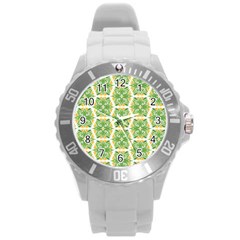 Pattern Abstract Decoration Flower Round Plastic Sport Watch (l) by Nexatart