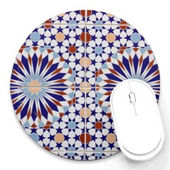 Morocco Essaouira Tile Pattern Round Mousepads by Nexatart