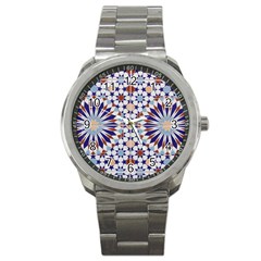 Morocco Essaouira Tile Pattern Sport Metal Watch by Nexatart