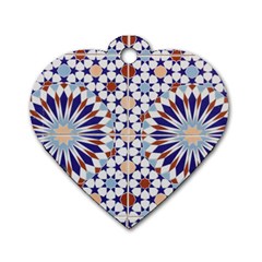 Morocco Essaouira Tile Pattern Dog Tag Heart (one Side) by Nexatart