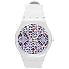 Morocco Essaouira Tile Pattern Round Plastic Sport Watch (m) by Nexatart