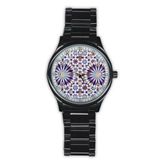 Morocco Essaouira Tile Pattern Stainless Steel Round Watch by Nexatart