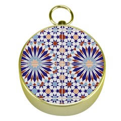 Morocco Essaouira Tile Pattern Gold Compasses by Nexatart