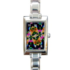 Butterfly Color Pop Art Rectangle Italian Charm Watch by Nexatart