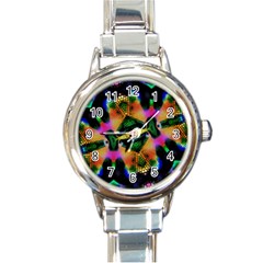 Butterfly Color Pop Art Round Italian Charm Watch by Nexatart