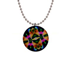 Butterfly Color Pop Art 1  Button Necklace by Nexatart