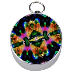 Butterfly Color Pop Art Silver Compasses by Nexatart