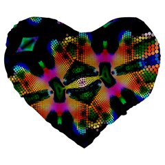 Butterfly Color Pop Art Large 19  Premium Flano Heart Shape Cushions by Nexatart