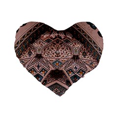 Pattern Decoration Art Architecture Standard 16  Premium Flano Heart Shape Cushions by Nexatart