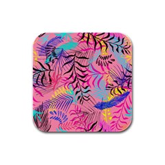 Illustration Reason Leaves Design Rubber Square Coaster (4 Pack)  by Nexatart