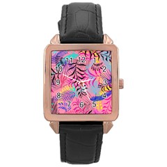 Illustration Reason Leaves Design Rose Gold Leather Watch  by Nexatart