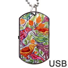 Art Flower Pattern Background Dog Tag Usb Flash (one Side) by Nexatart