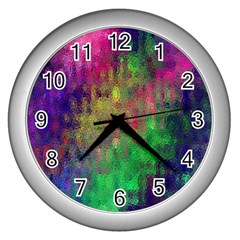 Background Abstract Art Color Wall Clock (silver) by Nexatart