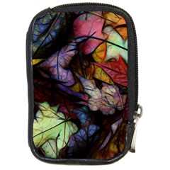 Fall Leaves Abstract Compact Camera Leather Case by bloomingvinedesign