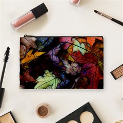 Fall Leaves Abstract Cosmetic Bag (medium) by bloomingvinedesign