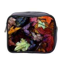 Fall Leaves Abstract Mini Toiletries Bag (two Sides) by bloomingvinedesign