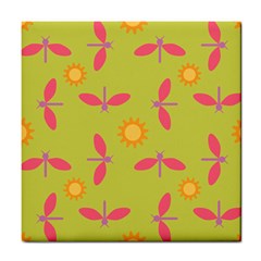 Dragonfly Sun Flower Seamlessly Tile Coasters