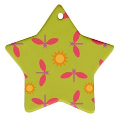 Dragonfly Sun Flower Seamlessly Ornament (Star)