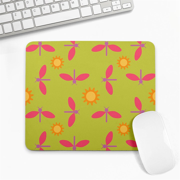 Dragonfly Sun Flower Seamlessly Large Mousepads