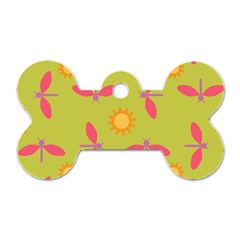 Dragonfly Sun Flower Seamlessly Dog Tag Bone (Two Sides)