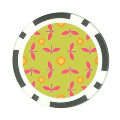 Dragonfly Sun Flower Seamlessly Poker Chip Card Guard (10 pack)