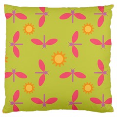 Dragonfly Sun Flower Seamlessly Large Cushion Case (Two Sides)