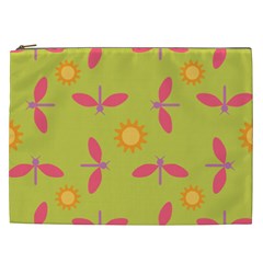 Dragonfly Sun Flower Seamlessly Cosmetic Bag (XXL)