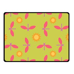 Dragonfly Sun Flower Seamlessly Double Sided Fleece Blanket (Small) 