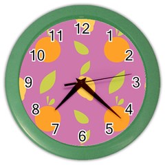 Seamlessly Pattern Fruits Fruit Color Wall Clock