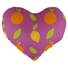 Seamlessly Pattern Fruits Fruit Large 19  Premium Heart Shape Cushions by Nexatart