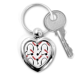 Music Letters Word Headphones Note Key Chains (heart)  by Nexatart