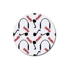 Music Letters Word Headphones Note Rubber Coaster (round)  by Nexatart