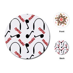 Music Letters Word Headphones Note Playing Cards (round) by Nexatart