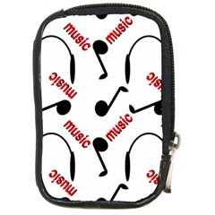 Music Letters Word Headphones Note Compact Camera Leather Case by Nexatart