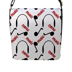 Music Letters Word Headphones Note Flap Closure Messenger Bag (l) by Nexatart