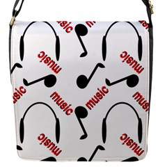 Music Letters Word Headphones Note Flap Closure Messenger Bag (s) by Nexatart