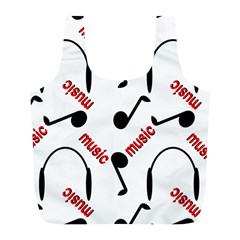 Music Letters Word Headphones Note Full Print Recycle Bag (l) by Nexatart