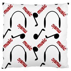 Music Letters Word Headphones Note Standard Flano Cushion Case (one Side) by Nexatart