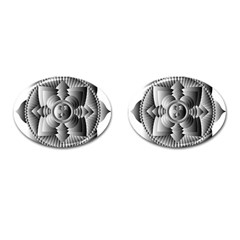 Lotus Mandala Flower Floral Cufflinks (oval) by Nexatart