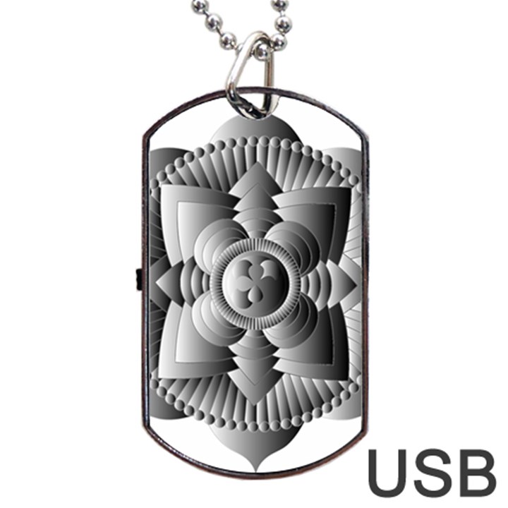 Lotus Mandala Flower Floral Dog Tag USB Flash (Two Sides)